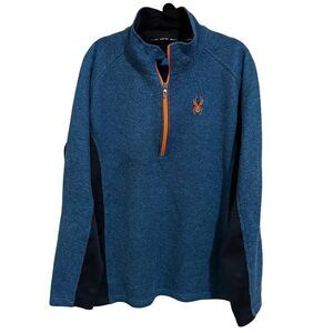 Syder Blue Quarter Zip Workout Casual Athletic Warm Pullover Long Sleeved Shirt